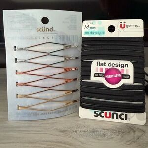 Scunci hair accessories- flat hair bands & diamond Bobby pins